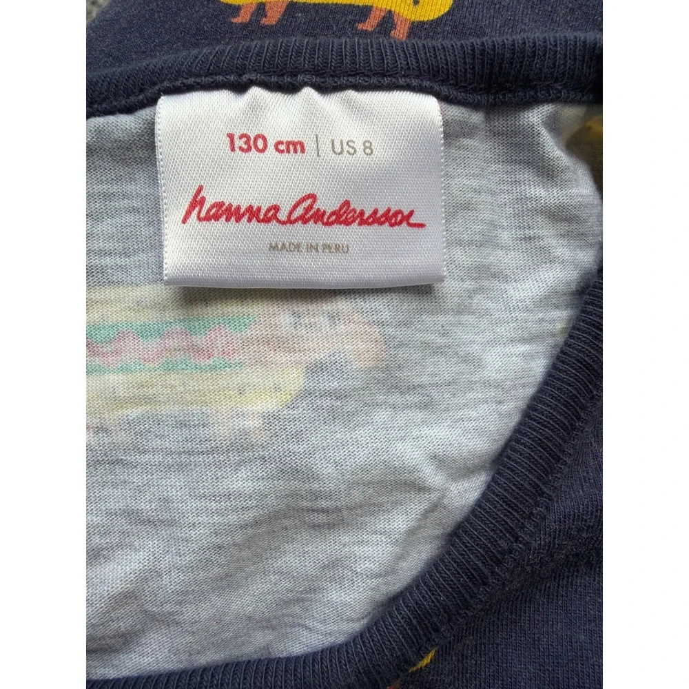 Hanna Andersson Girls Navy Hot Dog Dachshund cotton Sleeveless Dress S 130 US 8